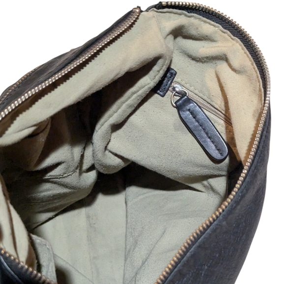 Margot Black Soft Leather Crossbody Bag Nylon Strap Grunge Classic Punk - Picture 5 of 8